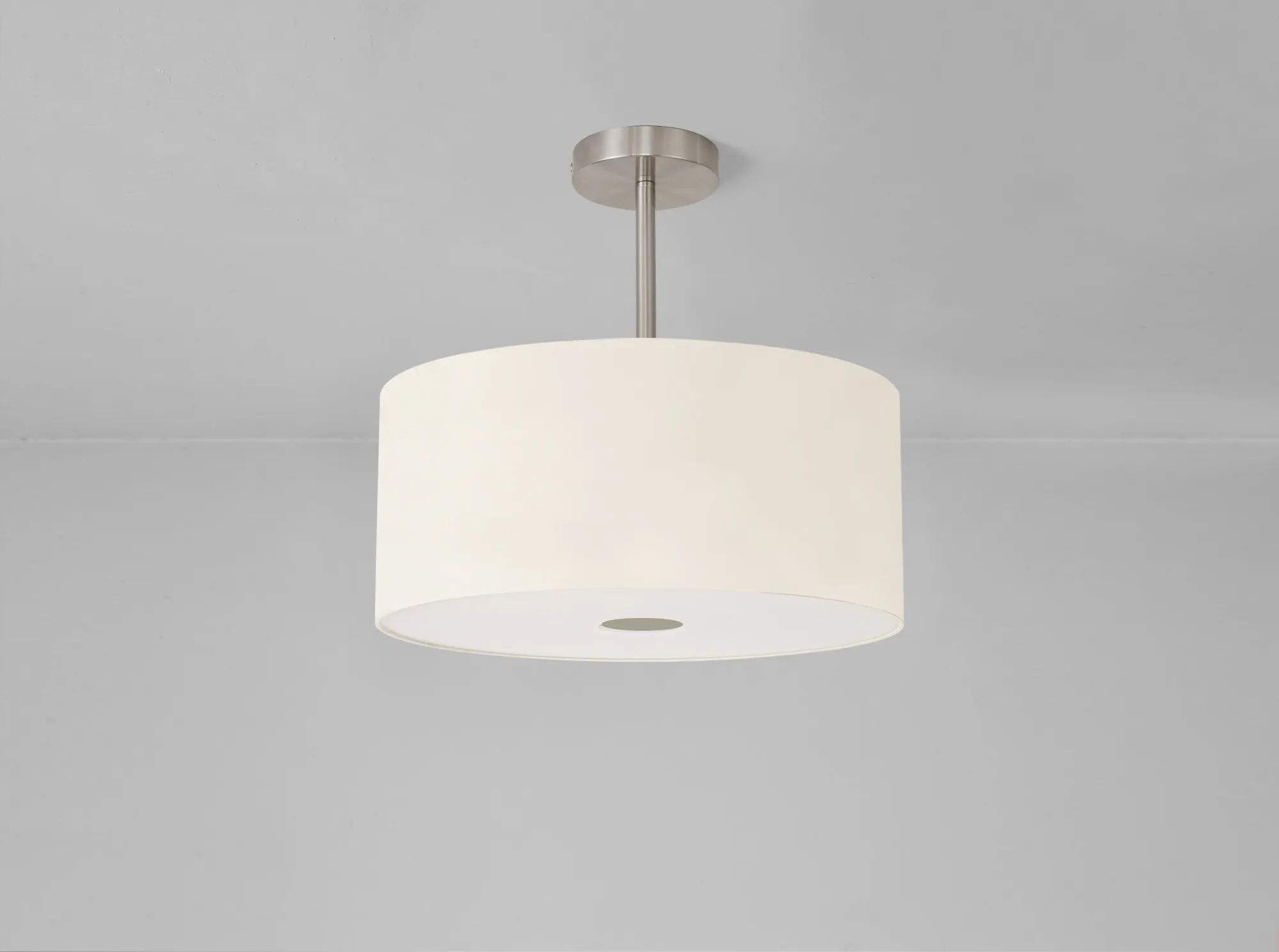 Baymont 40cm Semi Flush 1 Light Satin Nickel, Ivory Pearl, Frosted Diffuser DK0255  Deco Baymont SN IV